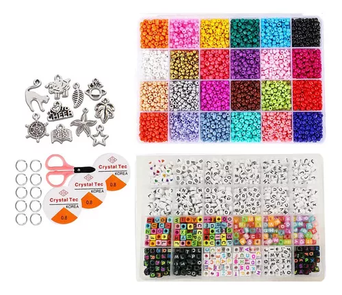 Kit de 5000 Abalorios para Hacer Collares y Pulseras, Bolitas de colores y  Letras para Hacer …