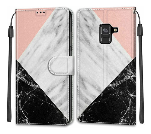 Funda Tipo Cartera Para Galaxy A8 2018, Rosa, Blanco, Negro,