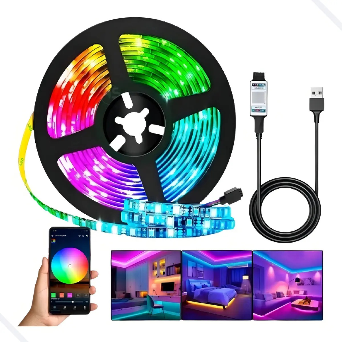 Fita LED Kapbom 5050 RGB 5m IP64 Decoração Interna e Externa 12V