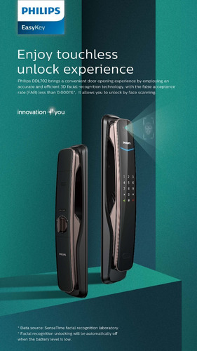Imagen 2 de 10 de Philips Smart Locks Argentina Ddl702-8hws Black (38-60) 60b