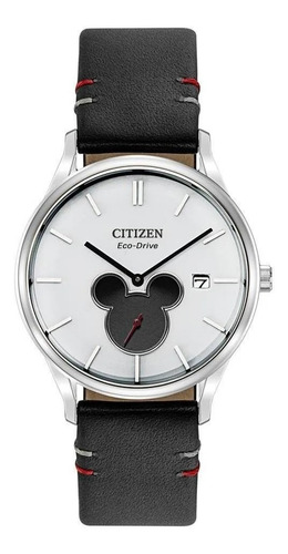 Reloj Citizen Mickey Shadow Bv1130-03w Original Caballero Color De La Correa Negro Color Del Bisel Plateado Color Del Fondo Blanco