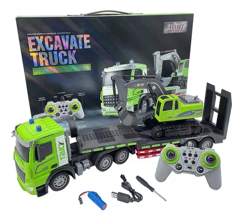Camion Semi C/excavadora A Radio Control Carga Usb Tut Tutti