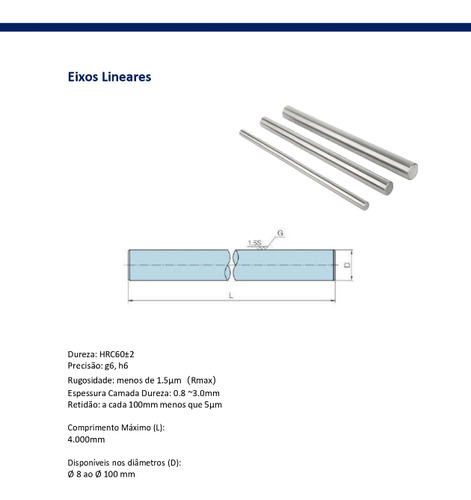 2 Eixos Lineares 30mm X 1000mm + 4 Pillow Block + 4 Sk30