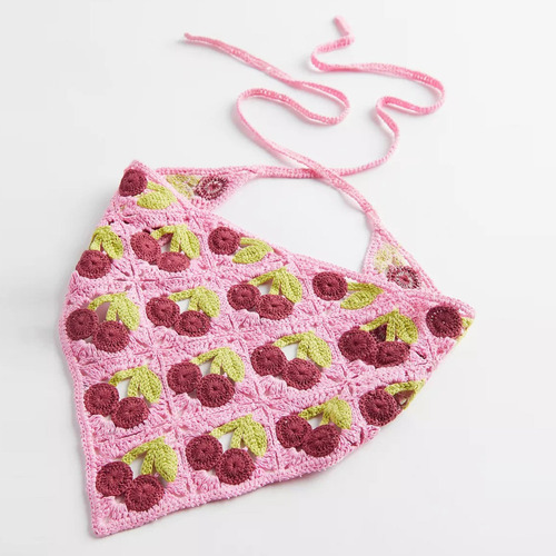 Pañuelo Triangular Tipo Bandana, Turbante, Tejido A Ganchill