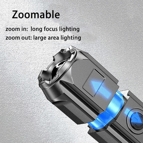 Lanterna De Foco De Luz Forte Retrátil Usb