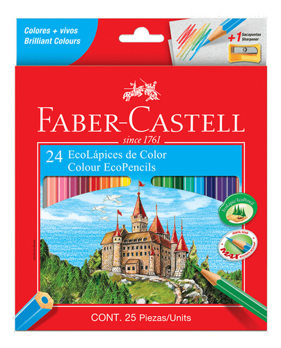 Lápices Faber-castell Ecolápices 24 Colores + Sacapuntas