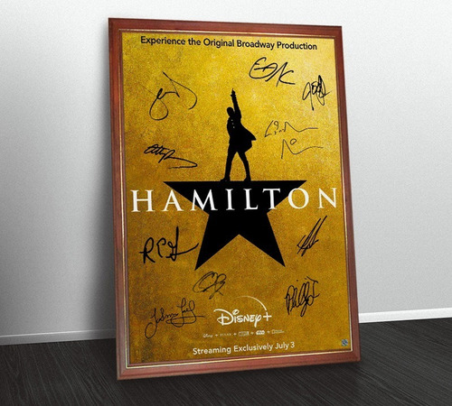 Hamilton Poster Firmado Enmarcado P Colgar Teatro Broadway
