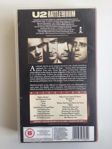 Imagem 3 de 9 de U2 Rattle And Hum Fita Vídeo Vhs Importada Inglaterra Uk