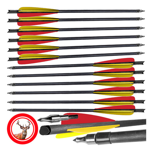 08 Setas Flechas Falcon 8mm Carbono Balestras Bestas A30 (x) Amarelo