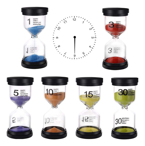 6 Piezas Relojes De Arena Colorido, Reloj De Arena, Mini
