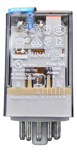 Rele Octal Con Led 12vcd 2p2t 10amp Finder 601290120074