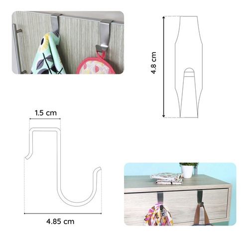 Perchero Para Puerta Pack De 3 Ganchos Acero Inoxidable