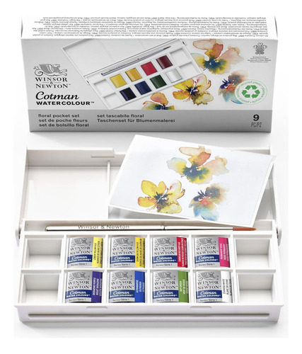 Winsor And Newton Set De Bolsillo Acuarela 9pz Floral