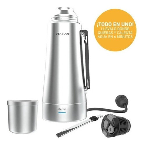 Imagen 3 de 8 de Termo Peabody E-termo 700w 1 Litro Pico Cebador Y Bombilla Color Gris