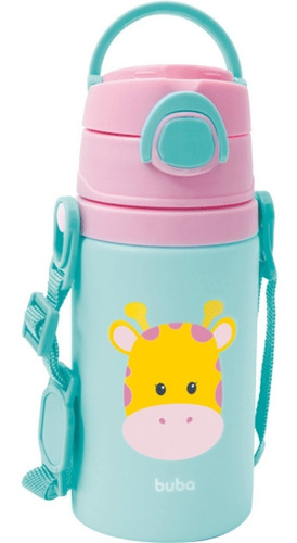 Imagem 2 de 5 de Garrafa Alumínio Criança Bebê Canudo Animal Fun Girafa Buba
