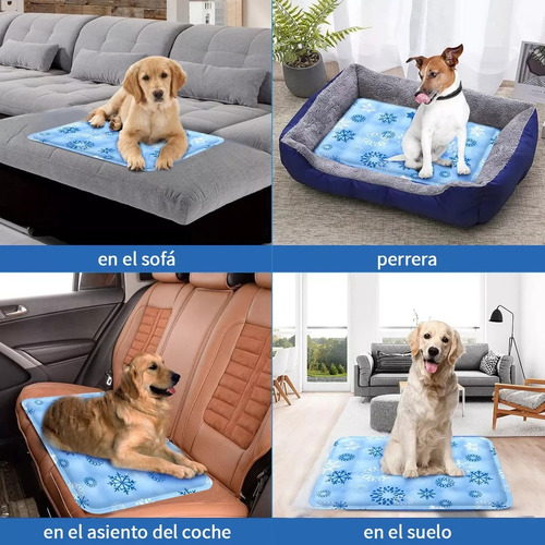 Tapete Perro Refrescante G 90x60 Mascota Calor Playa Fresco Azul