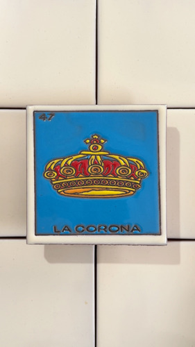 Lotería Azulejo Artesanal Tipo Talavera Relieve 10pz #alrn01 La Corona