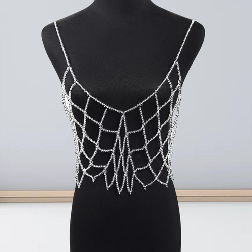 Cadena De Cuerpo En Capas Borlas Encantos Moda Transparente