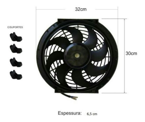 Imagem 6 de 7 de Eletro Ventilador Ventoinha Elétrica 12 Polegadas 12v 80w