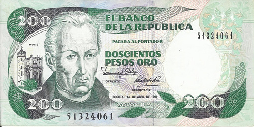 Colombia 200 Pesos 1 Abril 1991