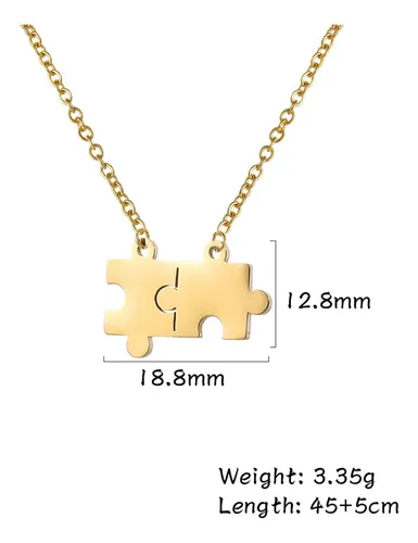 Collar Para Mujer Con Dije Puzzle Rompecabezas Color Oro