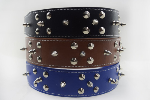 Collar Para Perro Grande Picos De Metal Duke´s Café Color Negro Tamaño del collar L
