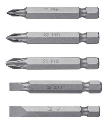 Juego De 5 Puntas Cruz (phillips) Y Planas 2 Pulgadas Truper