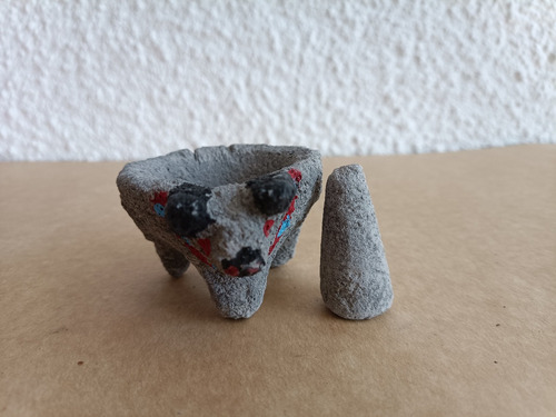 Mini Juguete Tradicional Molcajete Y Metate Piedra Juego Toy