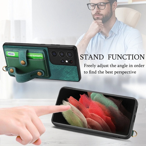 Funda De Cuero Con Pulsera Cruzada Para Samsung