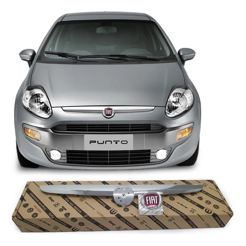Grade Cromada + Emblema Novo Fiat Punto 2013-2017 Original
