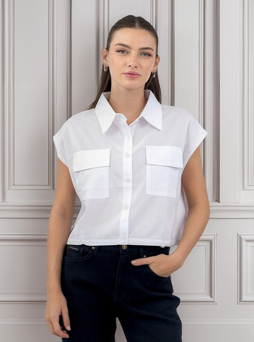 Blusa Lisa Ligera Con Bolsas De Mujer Quarry