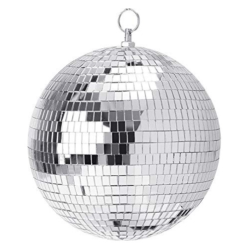 8  Disco Mirror Ball With Hanging Ring Silver Party Dis...