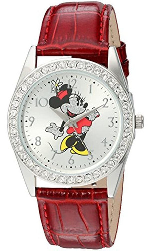 Reloj De Mujer De Aleación De Plata Glitz De Disney Minnie M