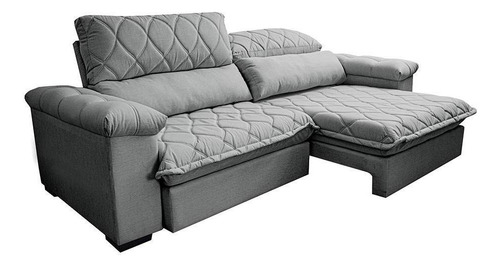 Sofá Retrátil 2,55m Pocket Cama Inbox Big Home Cinza Claro Cor Cinza-claro