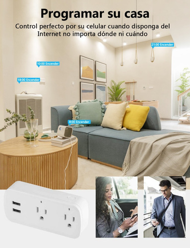 Imagen 6 de 7 de Contacto Inteligente Wifi Alexa Para Alexa Google Home 2usb