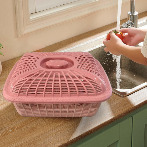 Cesta De Frutas De Malla Con Tapa, Cesta De Rosa Grande