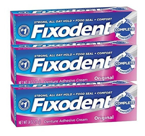 Set De 3 Crema Adhesivo De Dentadura Original Fixodent