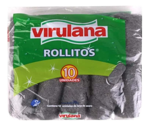 Rollitos Virulana Lana De Acero X 10 Unid C/u Pack De 8 Unid