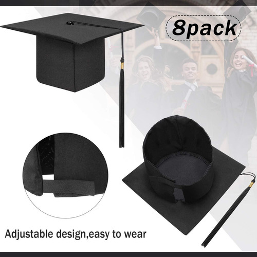 A 8 Piezas Gorra Graduación Con Borla Ajustable For Adultos