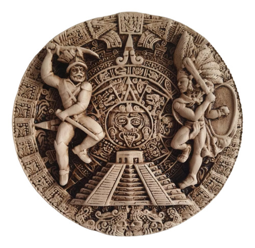 Calendario Azteca Conquista Yeso Ceramico Artesania Mex Cy03