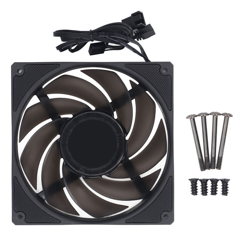 Ventilador De Cpu Negro Negro, 140 Mm, 5 V, Argb, 2000 Rpm,