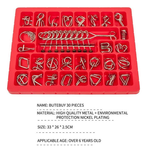Quebra-cabeça Butebuy 30 Metal Wire Game Set Teste De Qi Des