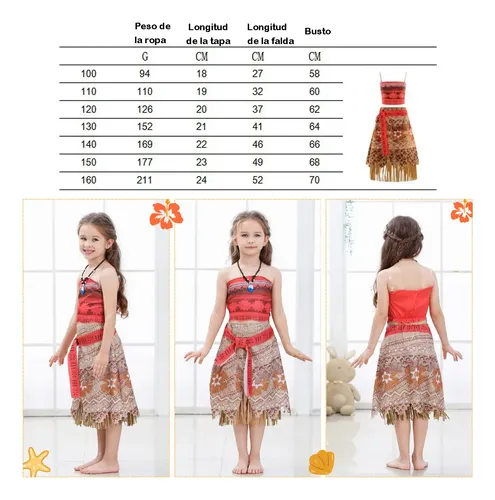 Vestido de primer cumpleaños de Disney para niñas pequeñas, ropa de Moana, kit de fiesta infantil de Moana, disfraz de carnaval de Vaiana | Bodega Aurrera en línea