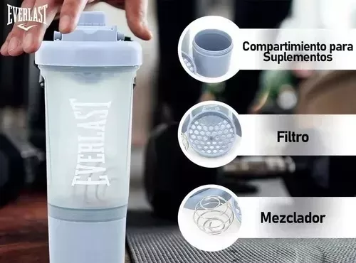 Vaso Shaker Proteina Mezclador 2 En 1 Hermetico Gym Deportes