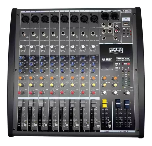 Mesa De Som Console Cmx08 Usb Bluetooth 8 Canais Mark Audio Escorrega o Preço