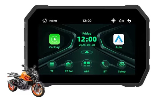 Multimídia Pra Moto Gps Carplay Android Auto 5 Waze Spotify Preto América Do Sul