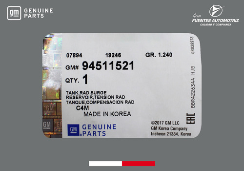 Deposito Anticongelante Spark Ng 1.4 2019 Gm Parts Original