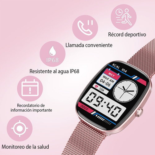 Reloj Inteligente Smart Watch Bluetooth,para Hombre Y Mujer - Monitor Cardiaco, 100+ Modos Deportivos, Alarma De Sueño Y Notificaciones Push