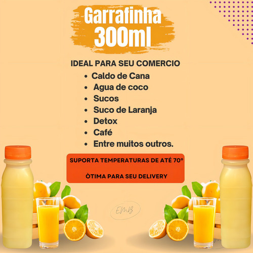 Garrafinha 300ml Descartavel Para Suco Delivery Viagem 100u