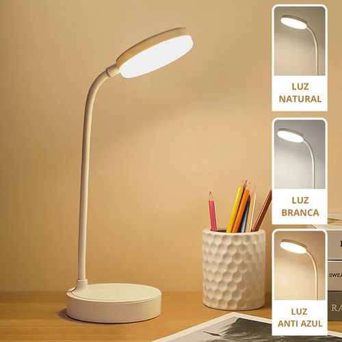 Luminaria De Mesa Led Articulada Flexível - Com 3 Níveis De